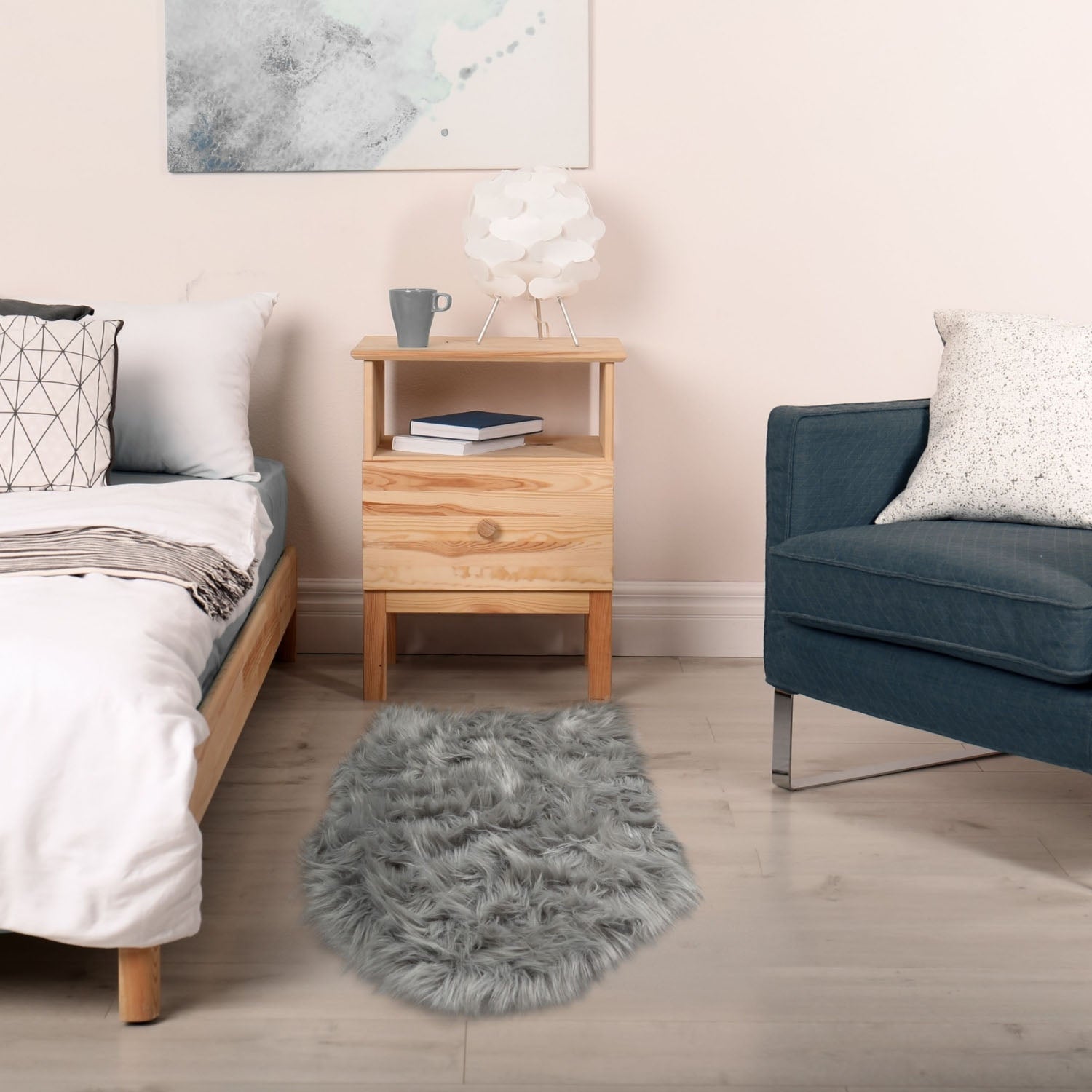 Lux Faux Fur Silver Room Rug