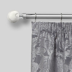 Brushed Silver Marble Extendable Curtain Pole with Rings