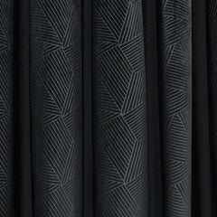 Midnight Black Embossed Velvet Thermal Blackout Eyelet Curtains