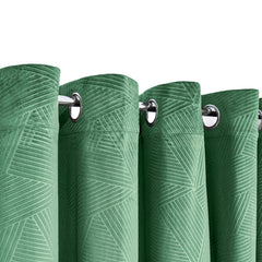 Midnight Green Velvet Blackout Eyelet Curtains