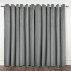 Midnight Silver Embossed Velvet Thermal Blackout Eyelet Curtains