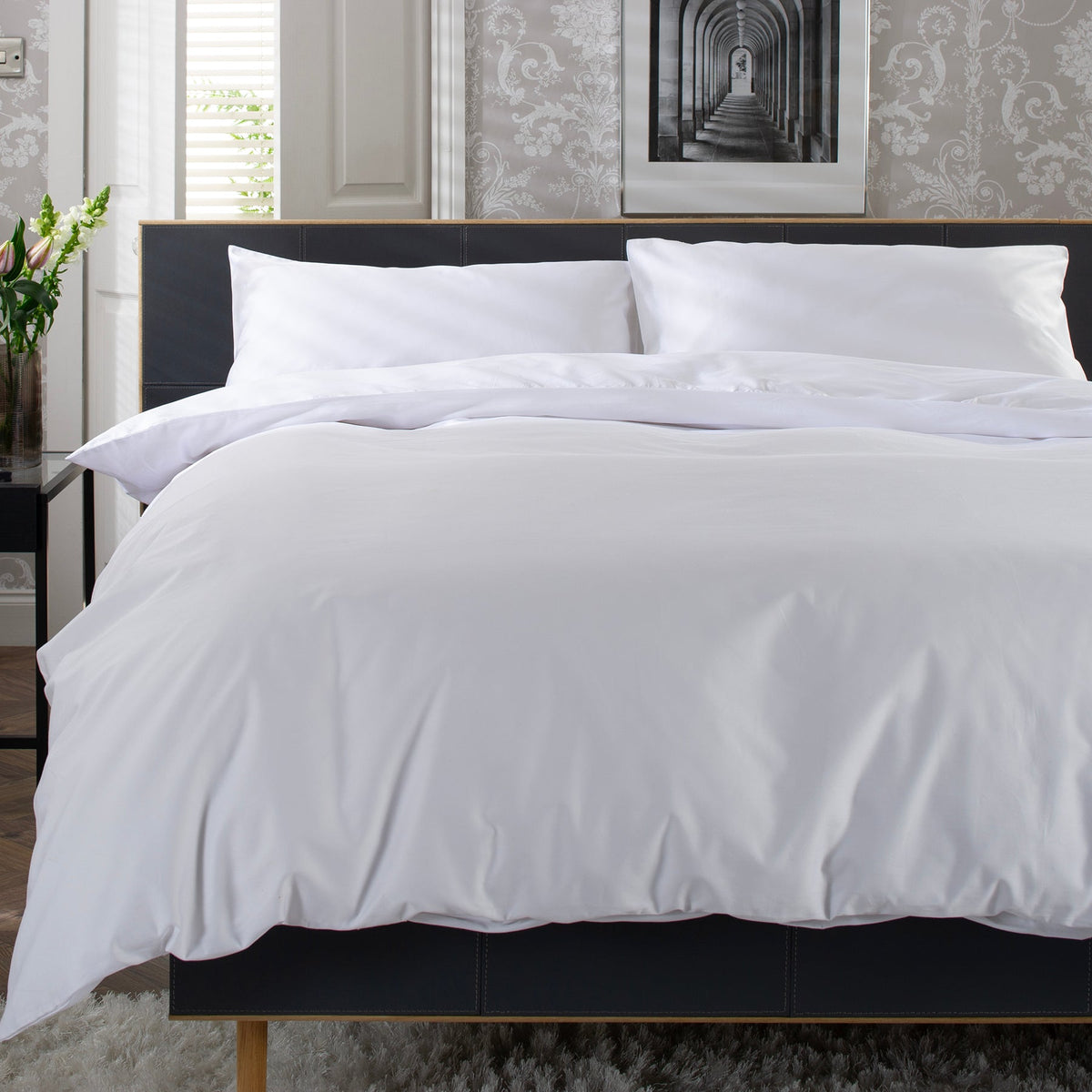 The Lyndon Company Mayfair White Cotton Sateen 800TC Duvet Set