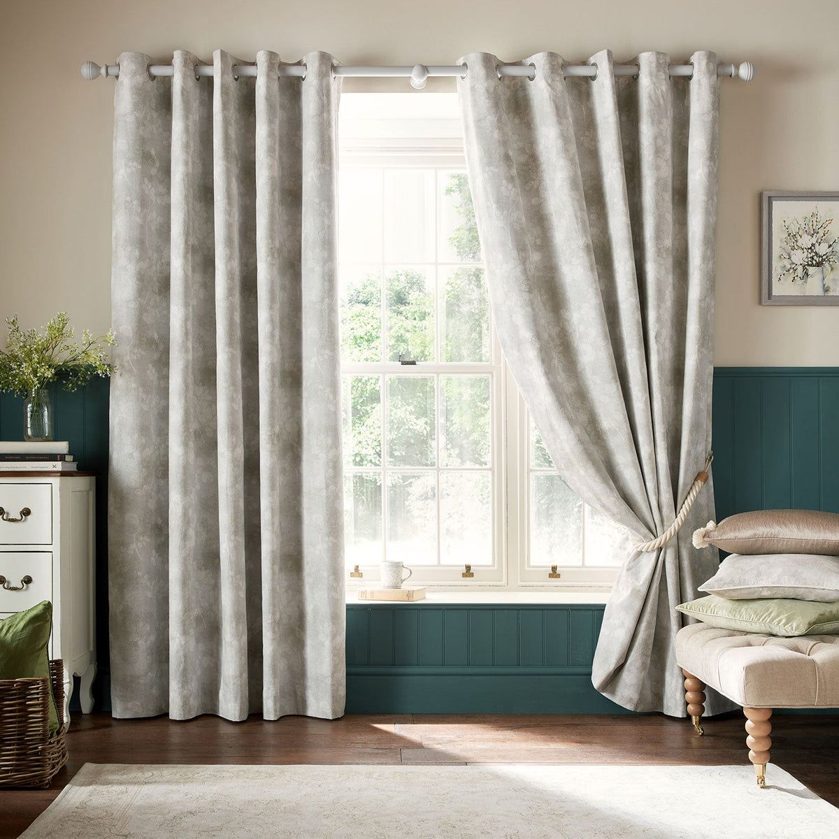 Laura Ashley Millhayes Natural Blackout Eyelet Curtains