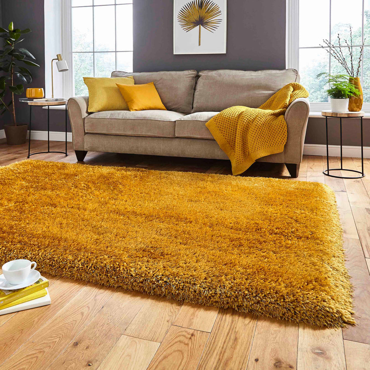 Montana Yellow Luxury Shaggy Rug