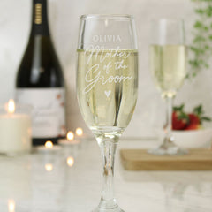 Personalised Mother of the Groom Glass Flute