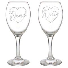Personalised Heart Wine Glasses