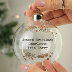 Personalised Gold Wreath Glass Bauble