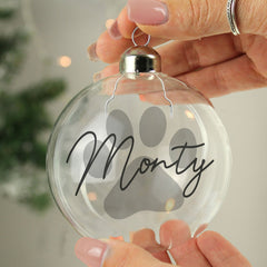 Personalised Pet Name Glass Bauble