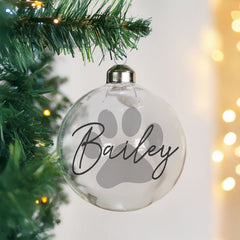 Personalised Pet Name Glass Bauble
