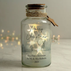 Personalised Merry Christmas LED Glass Jar Ornament