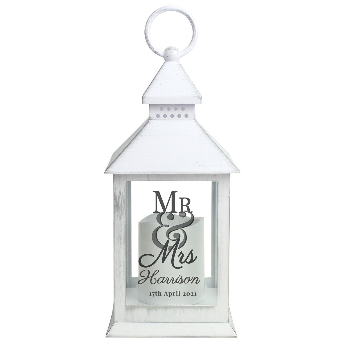 Personalised Flameless White Lantern