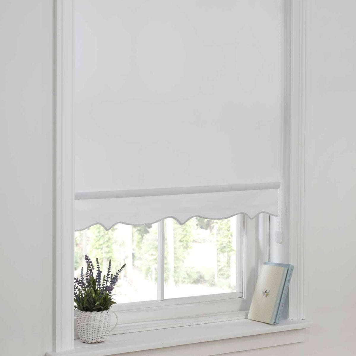 White Scalloped Roller Blind