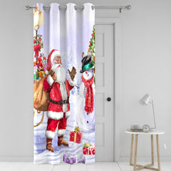 Santa & Snowy Eyelet Single Panel Door Curtain