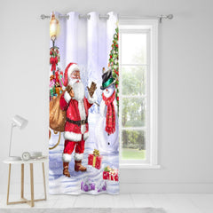 Santa & Snowy Eyelet Single Panel Door Curtain