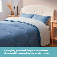 Silentnight Seersucker Grey and Blue 10.5 Tog Coverless Duvet And Pillowcase Set