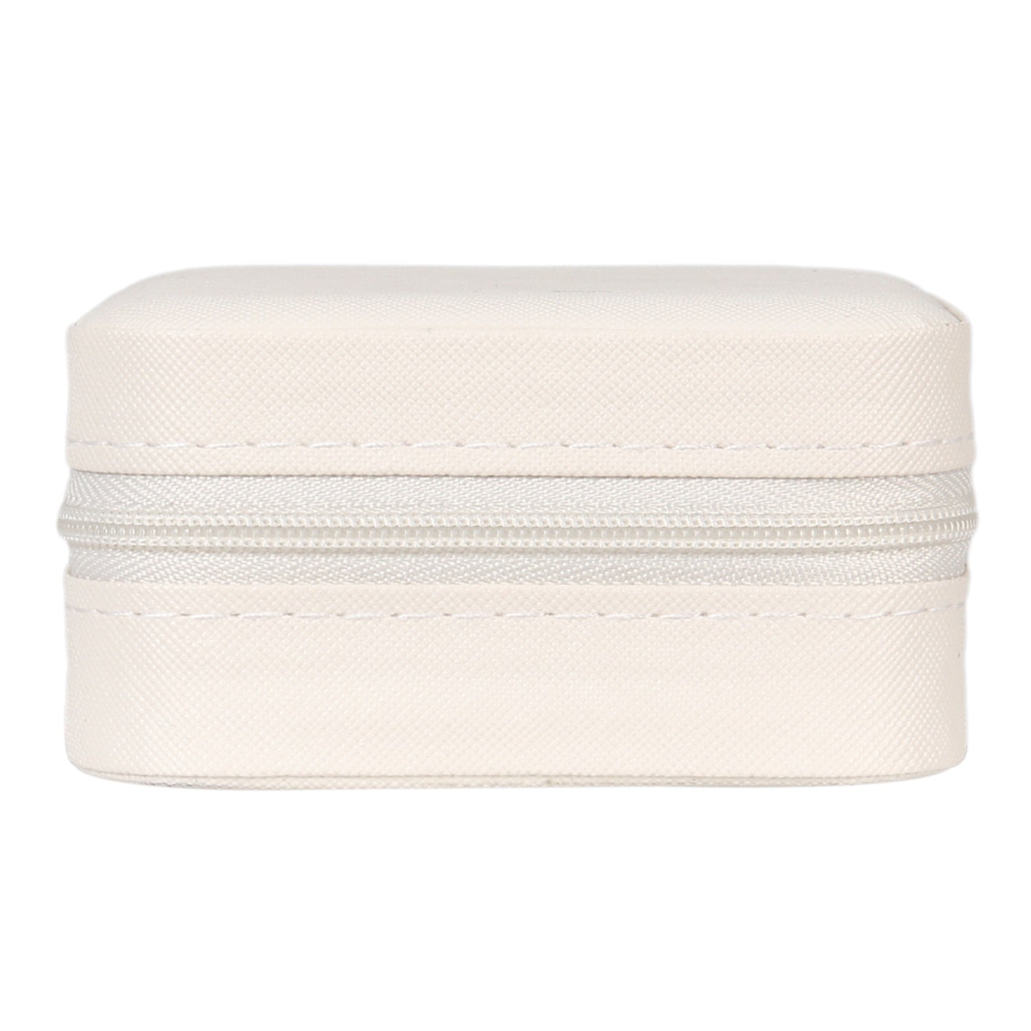 Portable Small White Faux Leather Jewellery Case
