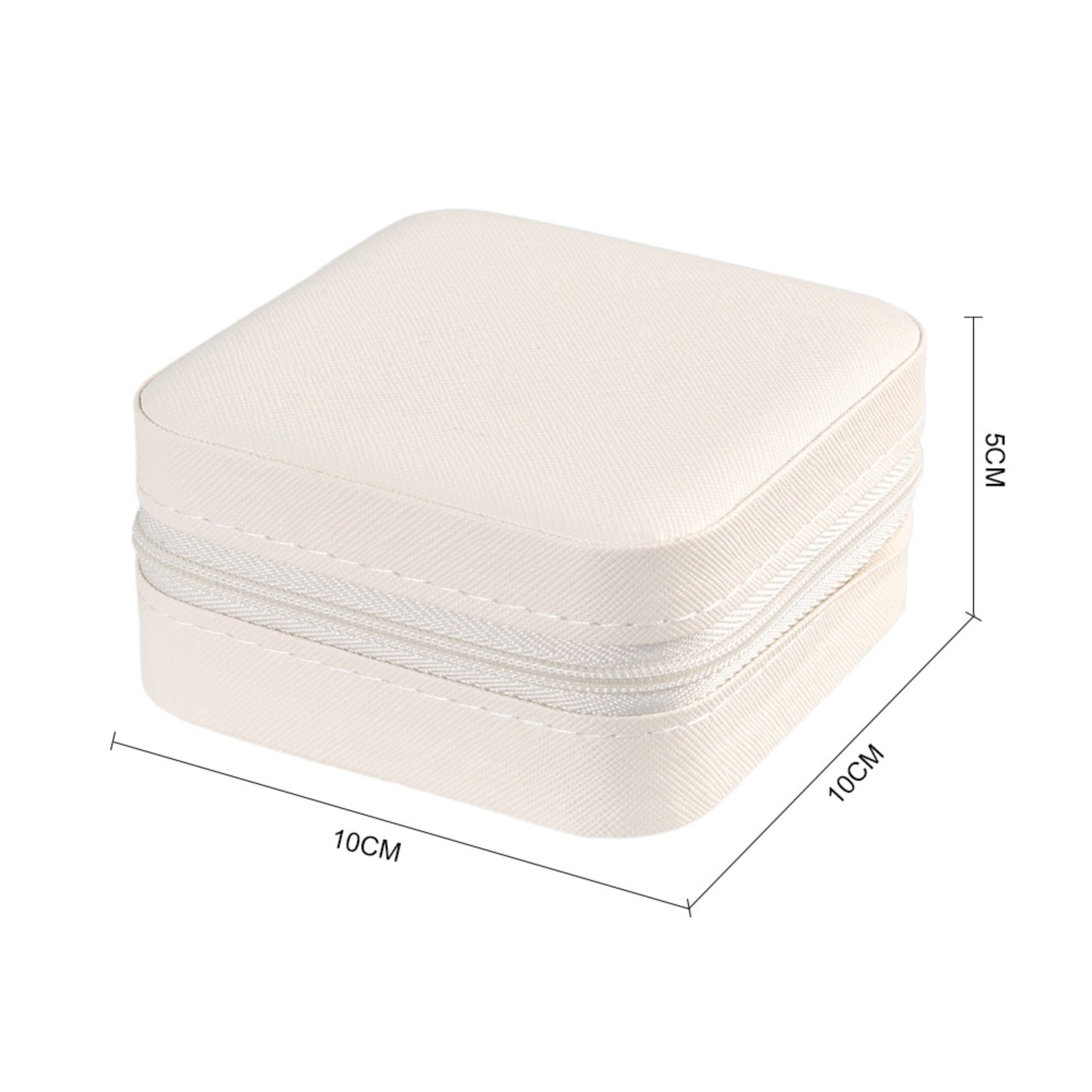 Portable Small White Faux Leather Jewellery Case