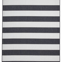 Santa Monica 48644 Black and White Stripe Outdoor Rug