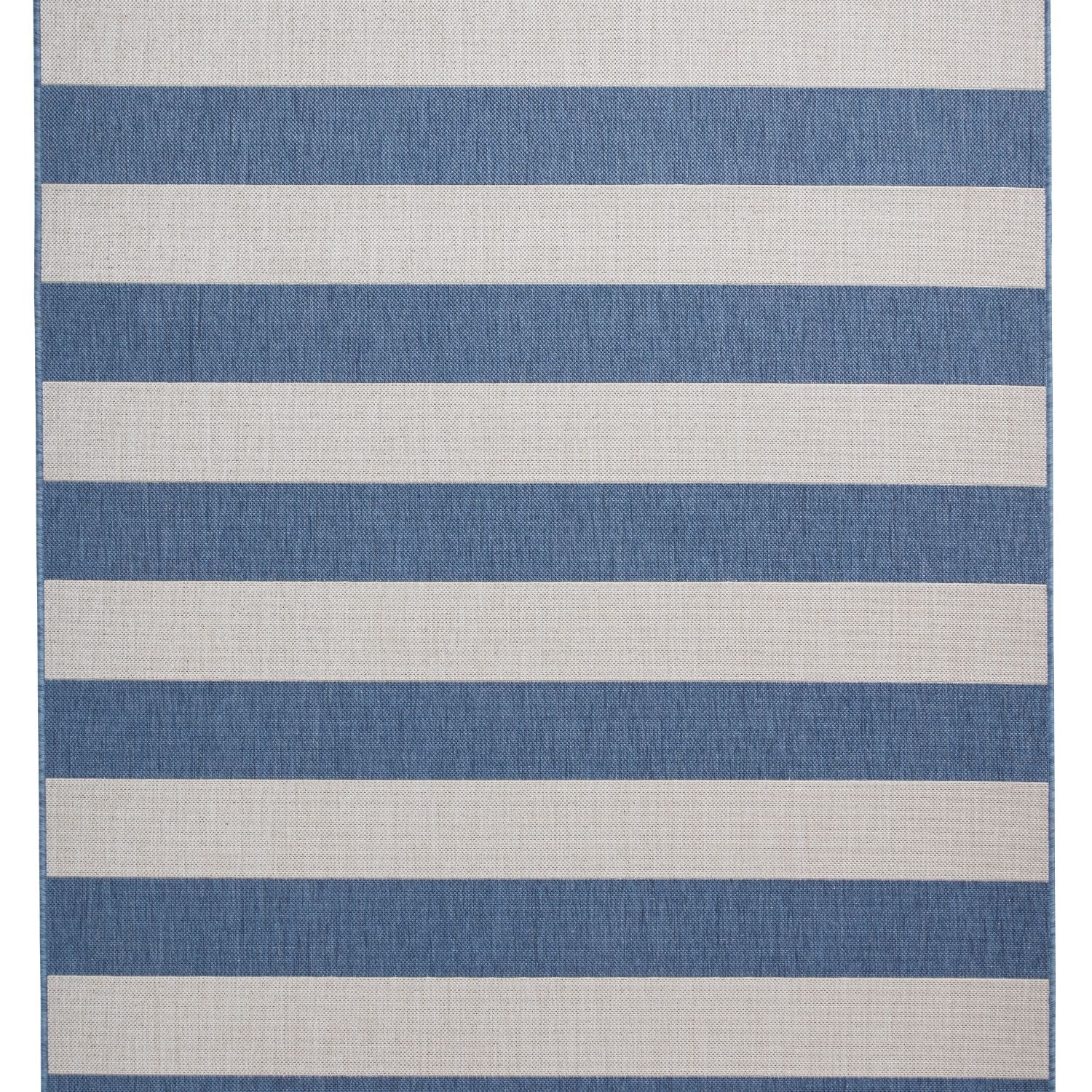 Santa Monica 48644 Blue and Light Beige Stripe Outdoor Rug