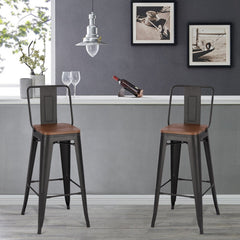 Industrial Style Metal Bar Stool Set of 2