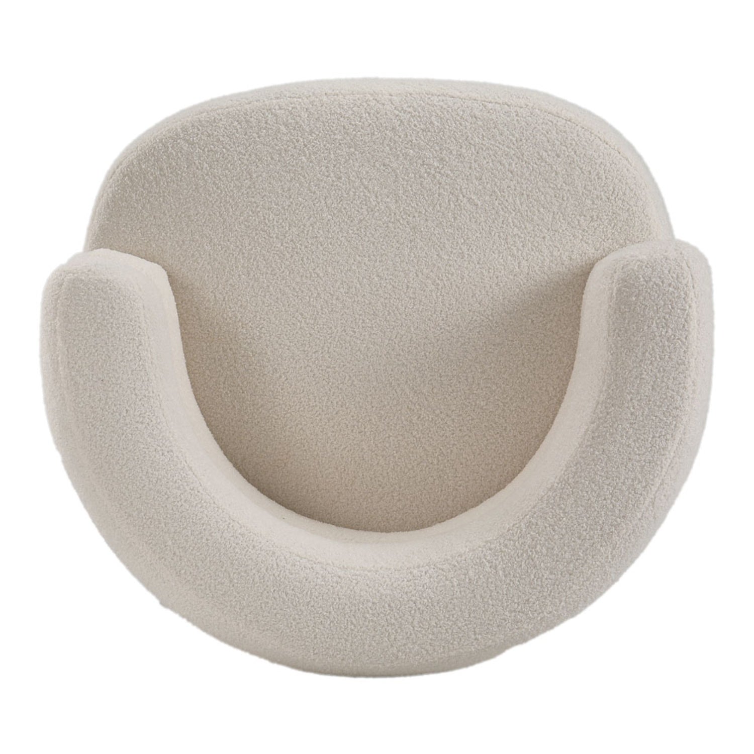 Cream Teddy Fur Upholstered Barrel Accent Chair