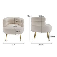 Cream Teddy Fur Upholstered Barrel Accent Chair