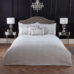 Regency Silver Embroidered Matt Satin Cushion (40cm x 40cm)